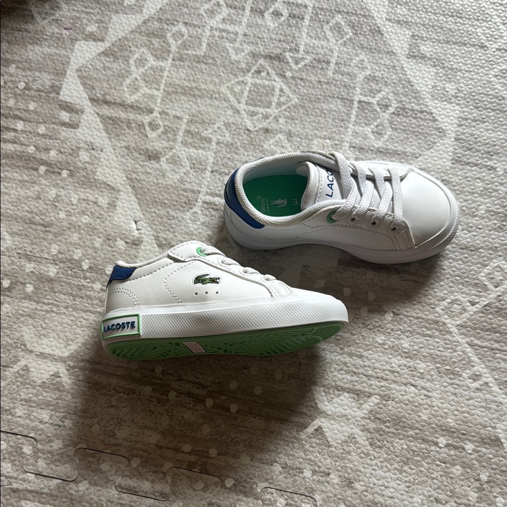 Lacoste Kids White and Green Sneakers